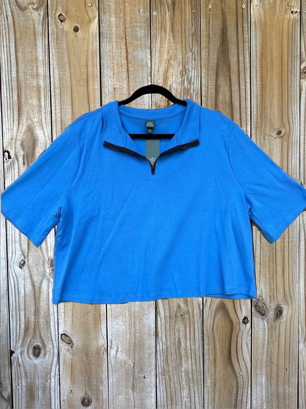 Blue Cropped Quarter-Zip Active Tee Women’s Plus Size 2X Cropped Casual Summer